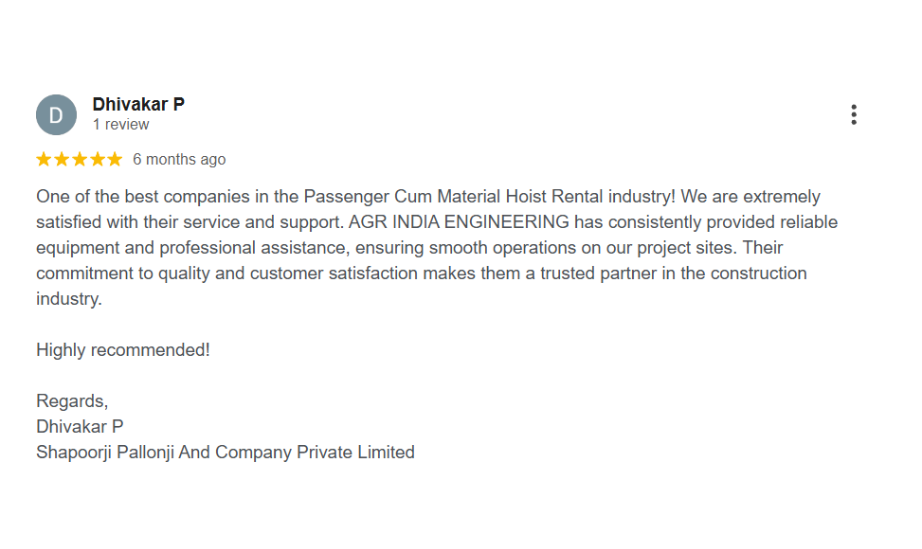 Review from shapoorji pallonji and company private limited
