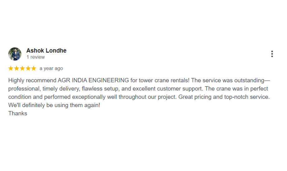Review for Tower Crane rental